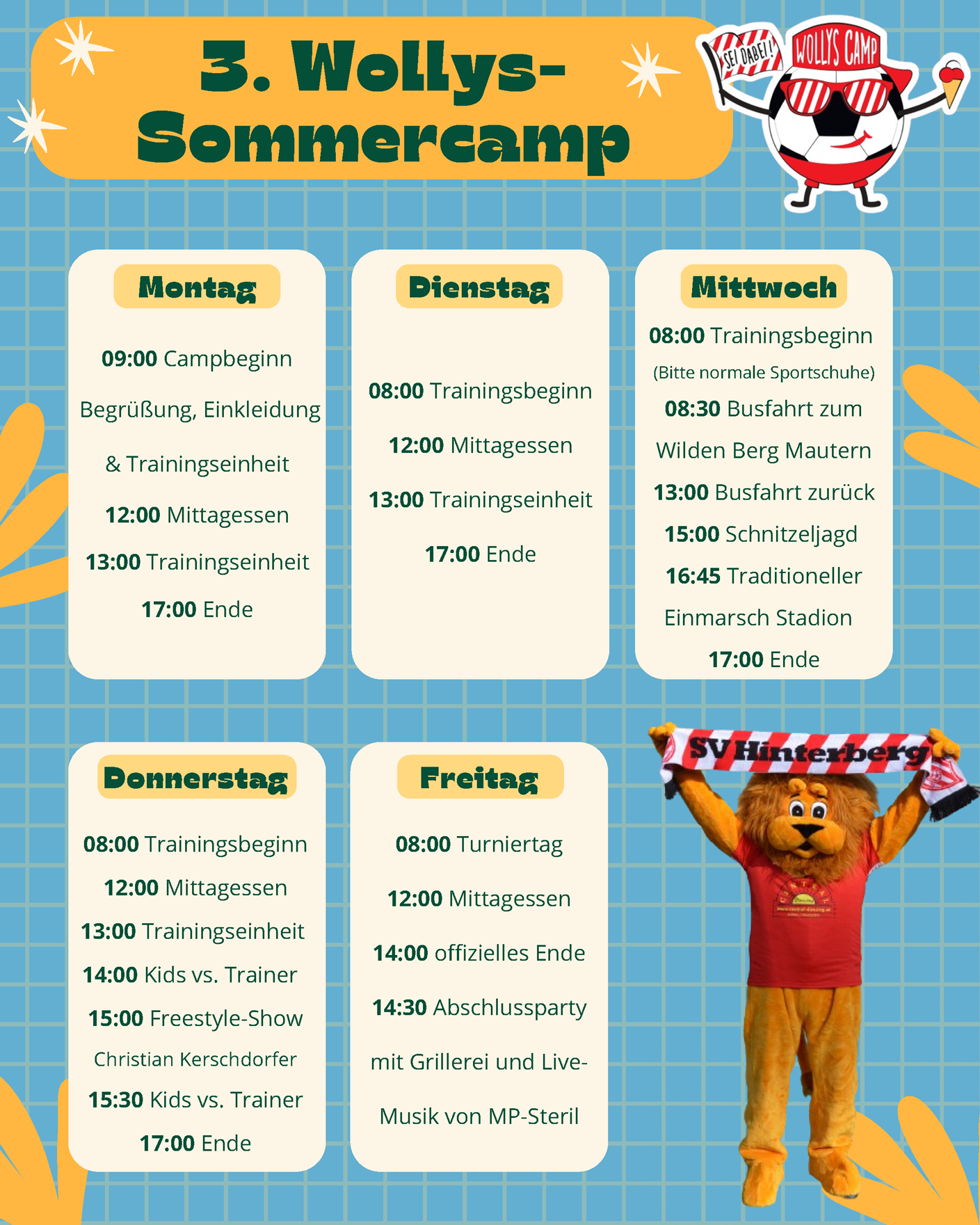 Wollys Camp 2026 - Wochenplan